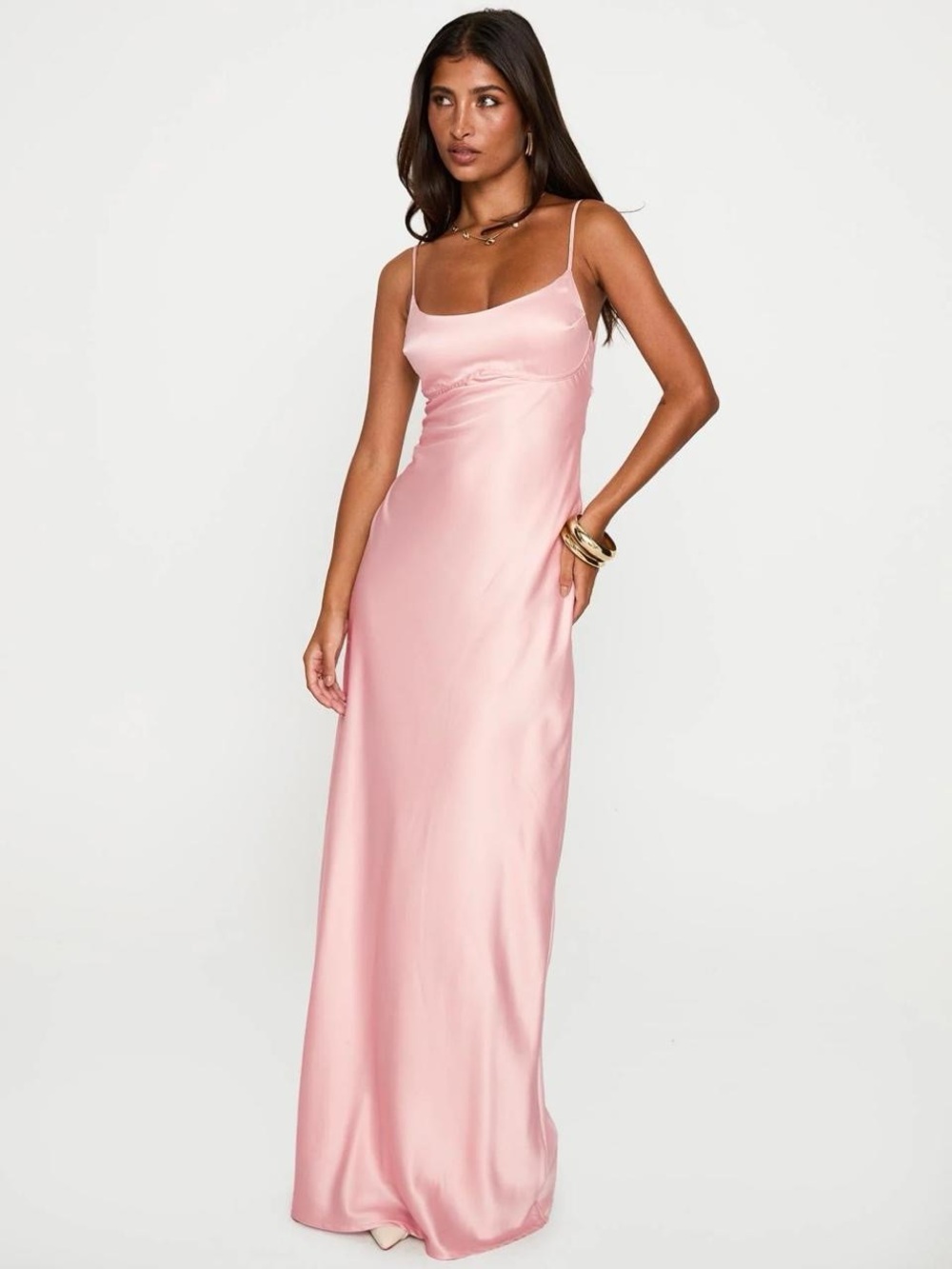 Princess Polly Blush Pink Satin Maxi Slip Dress